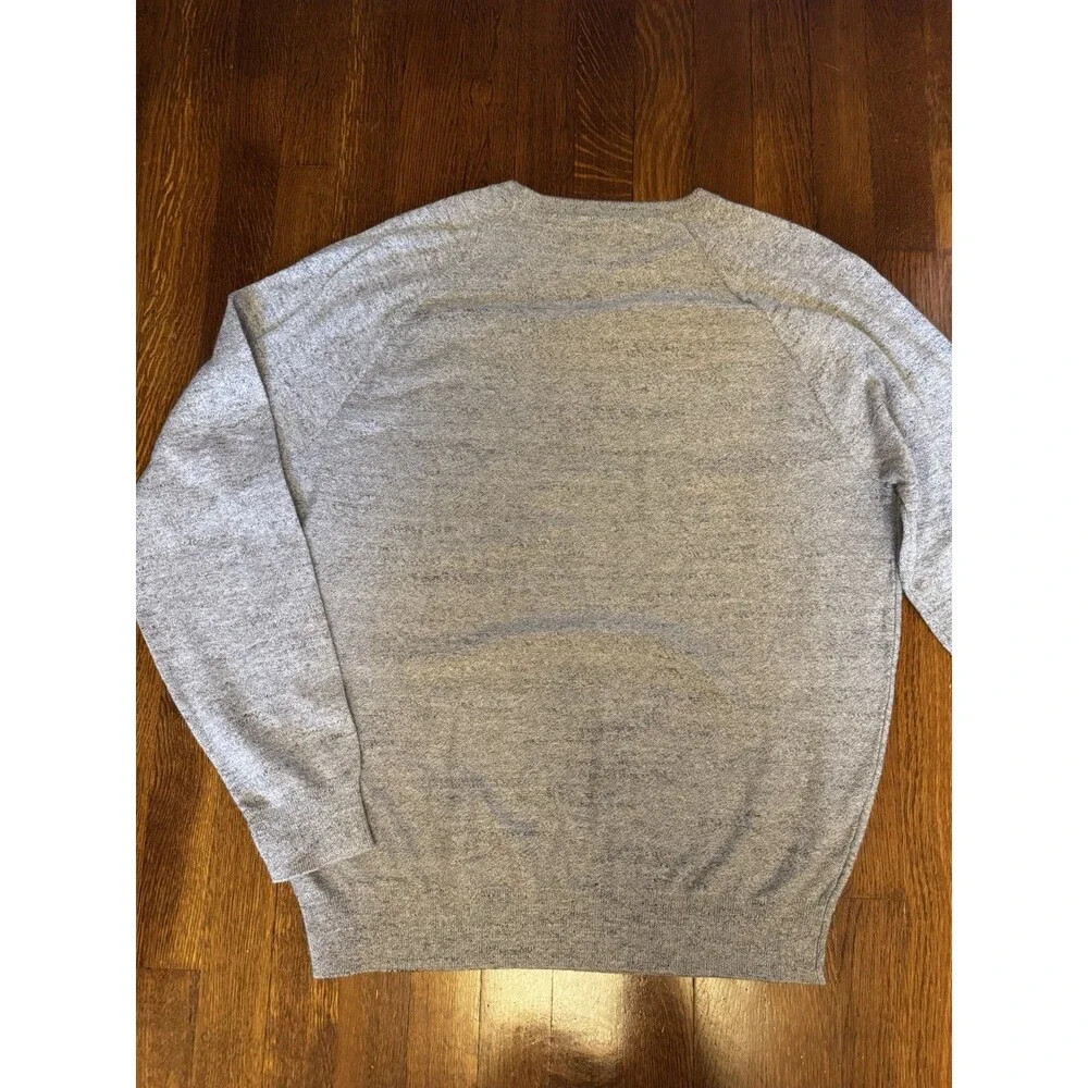 J.Crew Men's L Grey 100% Cotton Textured Raglan Crewneck Sweater